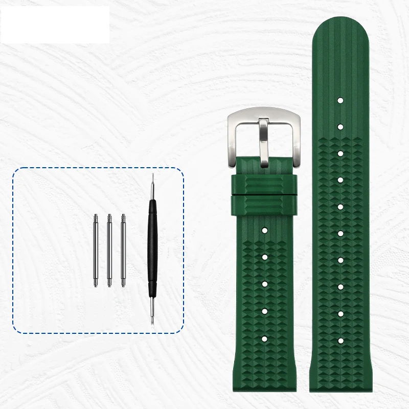 Minimalist Style Fluoro Rubber Watchband 20mm 22mm Dustproof Sport Watch Strap for Omega Seiko Huawei Samsung