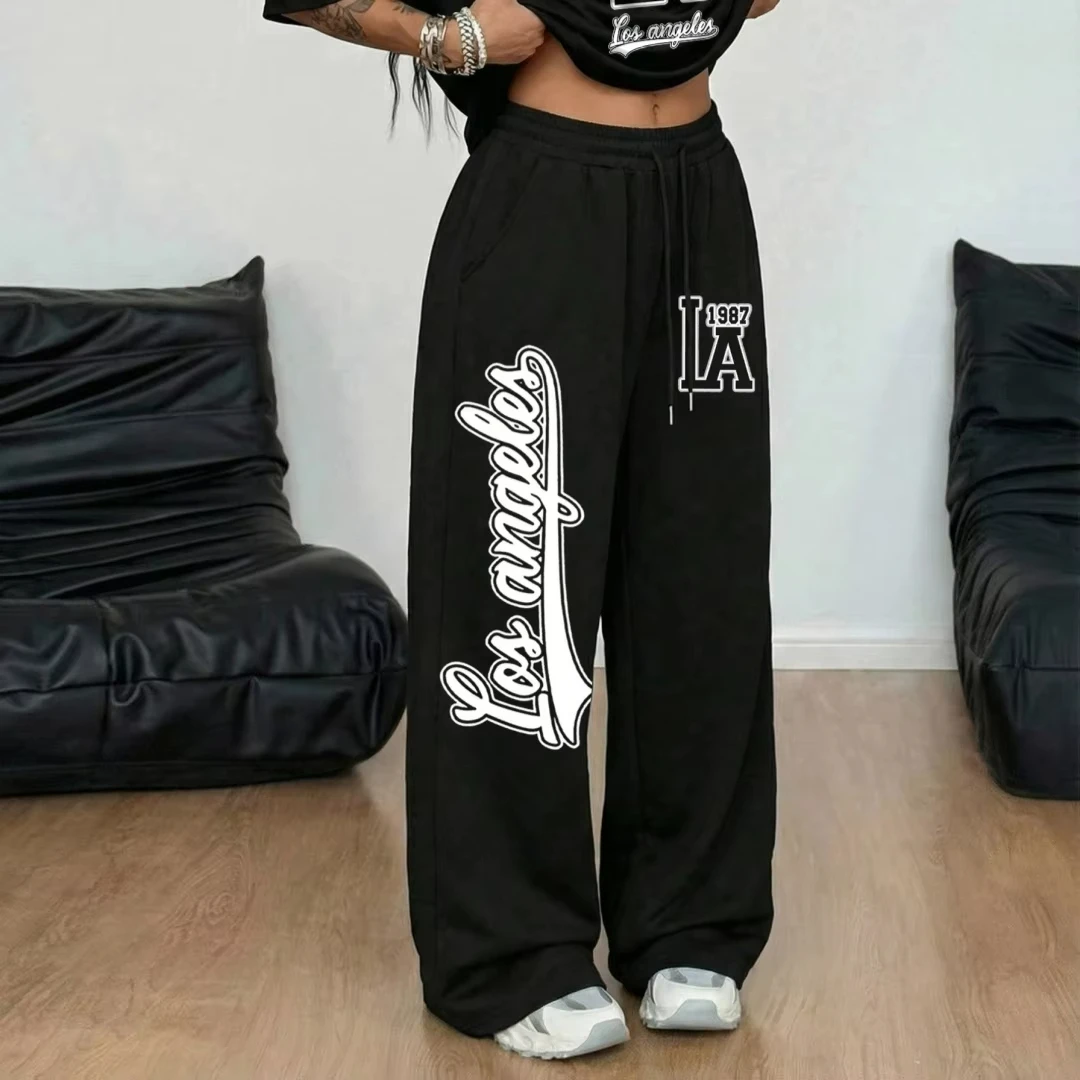 Men Women StraightLeg Long Pants 3D Vintage Cursive Letter Graphic Print QuickDry Trousers Drawstring Elastic Waist Pants