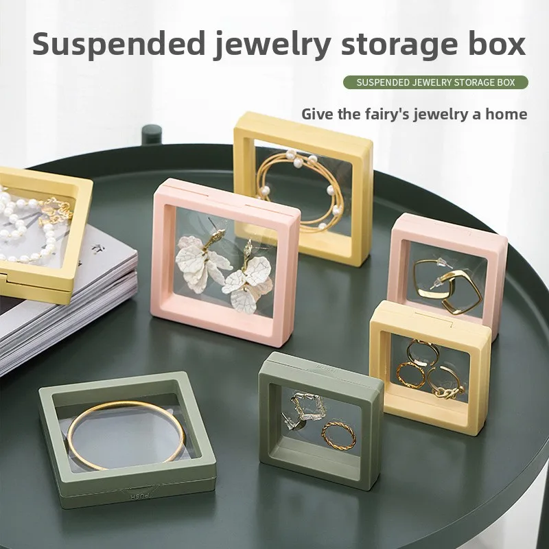 10Pcs PE Film Jewelry Box Portable Transparent Storage Box Necklace Earrings Figure Film Suspension Display Box