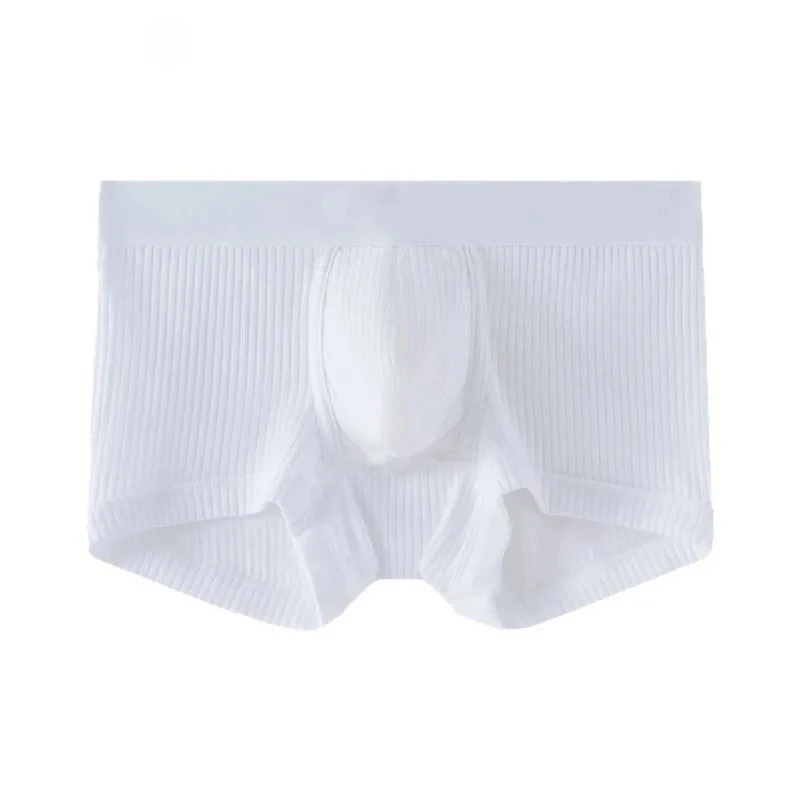 Men's Cotton Boxer Briefs Ribbed Cotton Trunks Summer Thin Breathable Sports Underwear