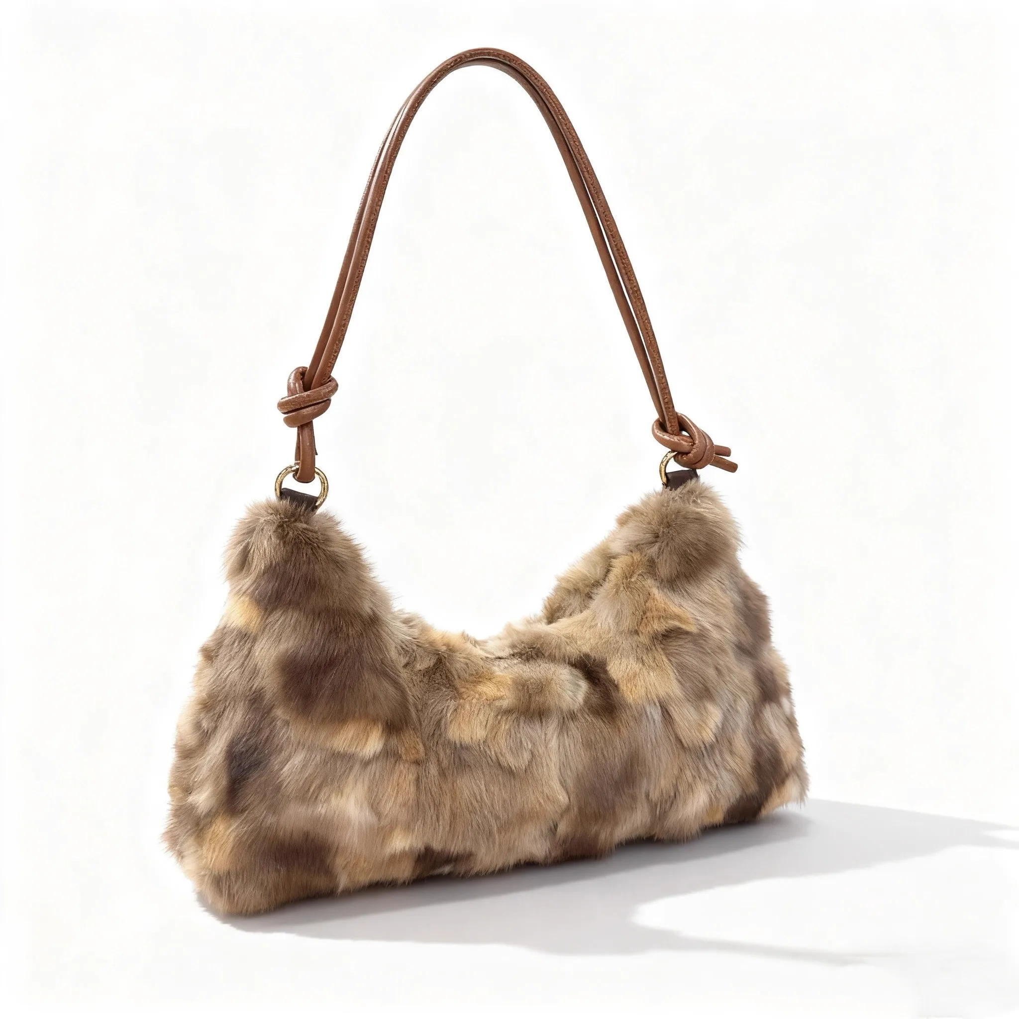MEW Real Mink Fur Natural Fur Cloud  Winter Thick Fur Bag Single Shoulder Bag For Women Fluffy Evening Fashion Ladies Bag