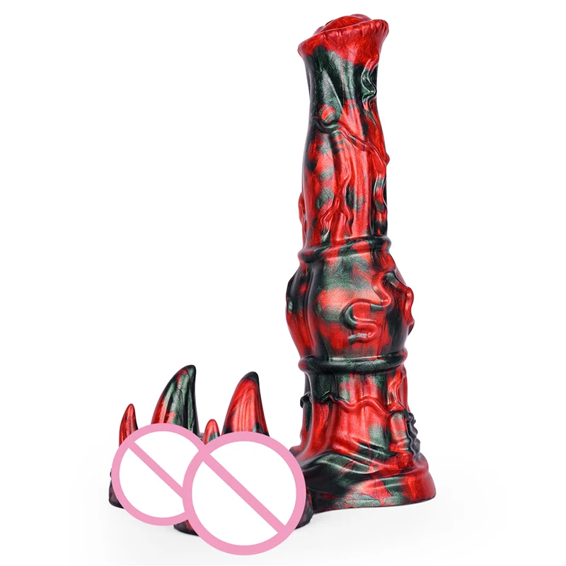 25.5*6.8cm Devil Horn Testis Horse Dildo Monster Penis Fake Dick Big Cock Women Masturbator Adult Sex Toy for Pussy Anal Sexshop
