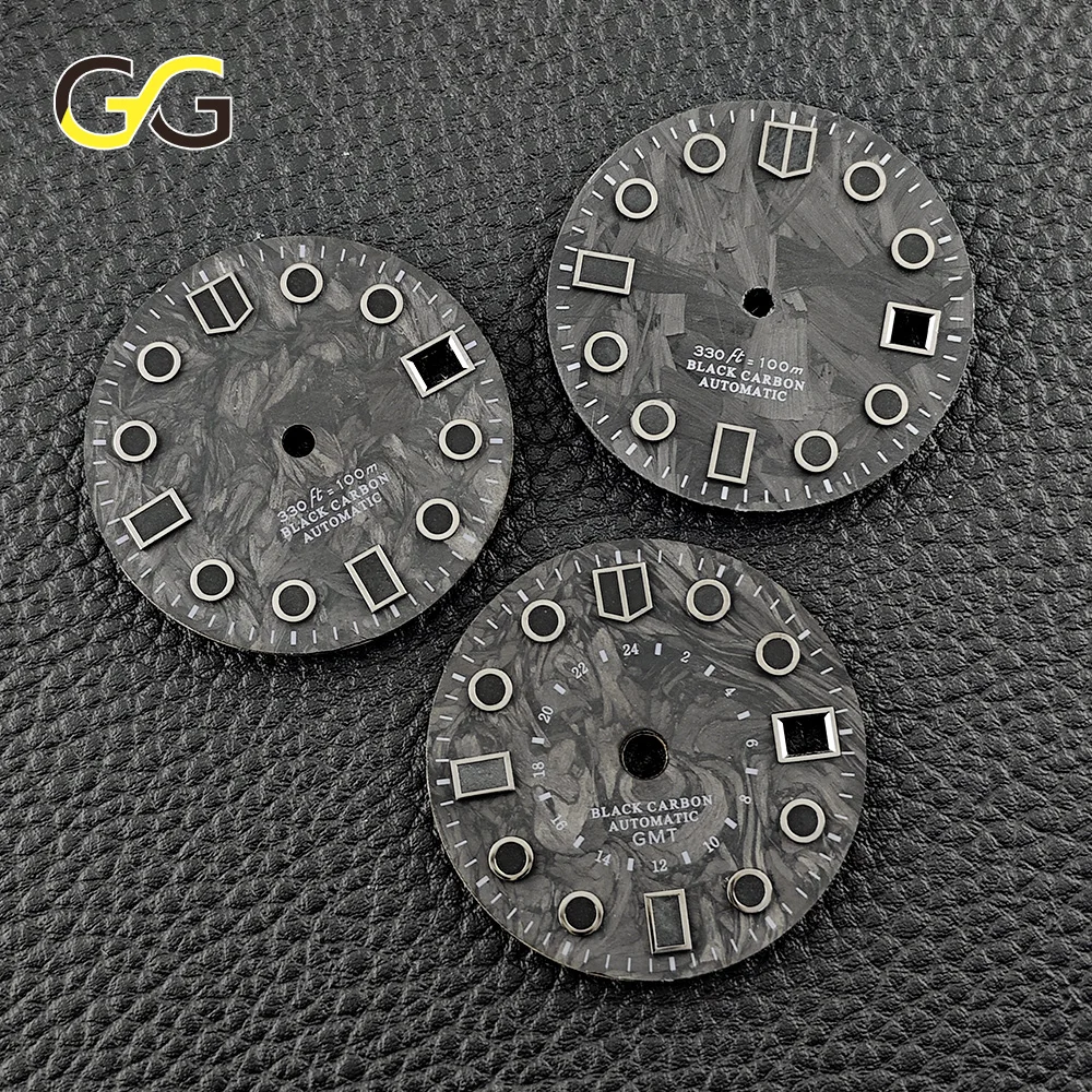 High Quality 28.5mm Carbon Fiber Dial Fits NH34 NH35 NH36 M8215 E2824 Movements Green C3/ Blue BW9 Luminous NH35 Hands Watch Man