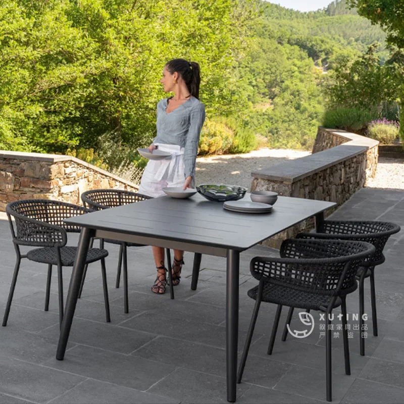 Outdoor tables and chairs rock slab dining table courtyard bar cafe rattan chair villa terrace Nordic dining table and chair com