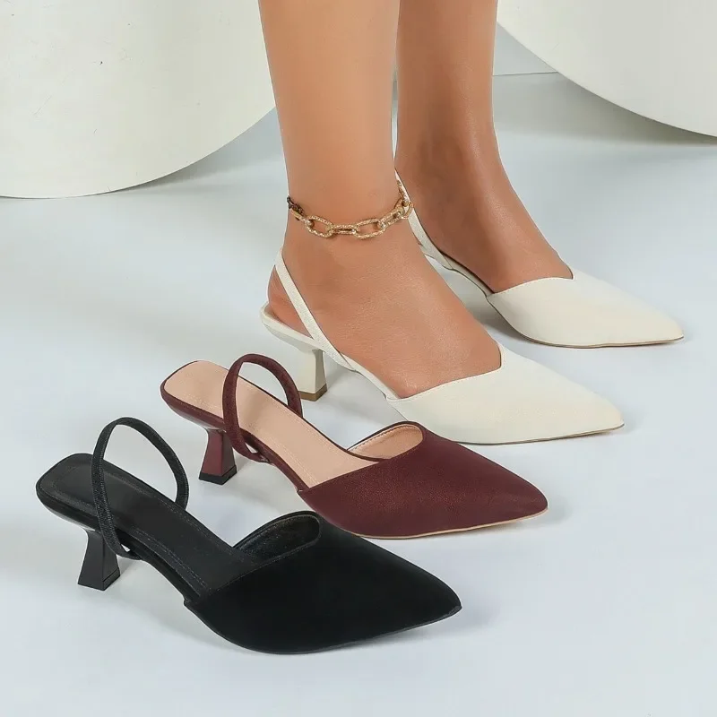 Fashion Summer Women Buckle Sandals Square Heels Comfortable Dress Party Shoes Lightweight High Heel Sandals Zapatos De Mujer