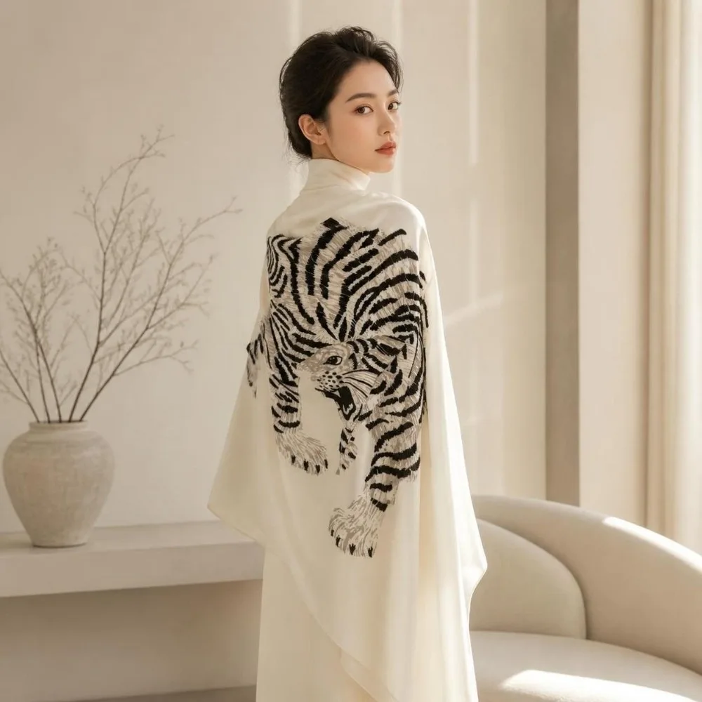 Leopard Sunscreen Cover-up Tiger Print Sun Protection Vintage Shawl Wrap Old Money Style Neckerchief Draped Cardigan Summer