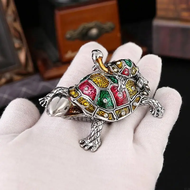  Artistic Turtles Jewelry Organizers Handmade Enamel Finish Compact Storage Case