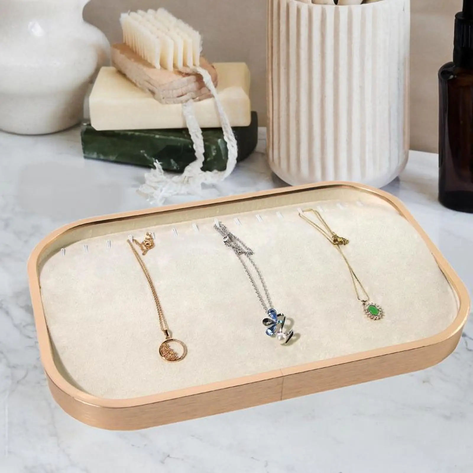 Jewelry Display Tray Jewelry Storage Tray Flannel Multifunction Props Rack Women Jewelry Holder for Photography Jewelry Store