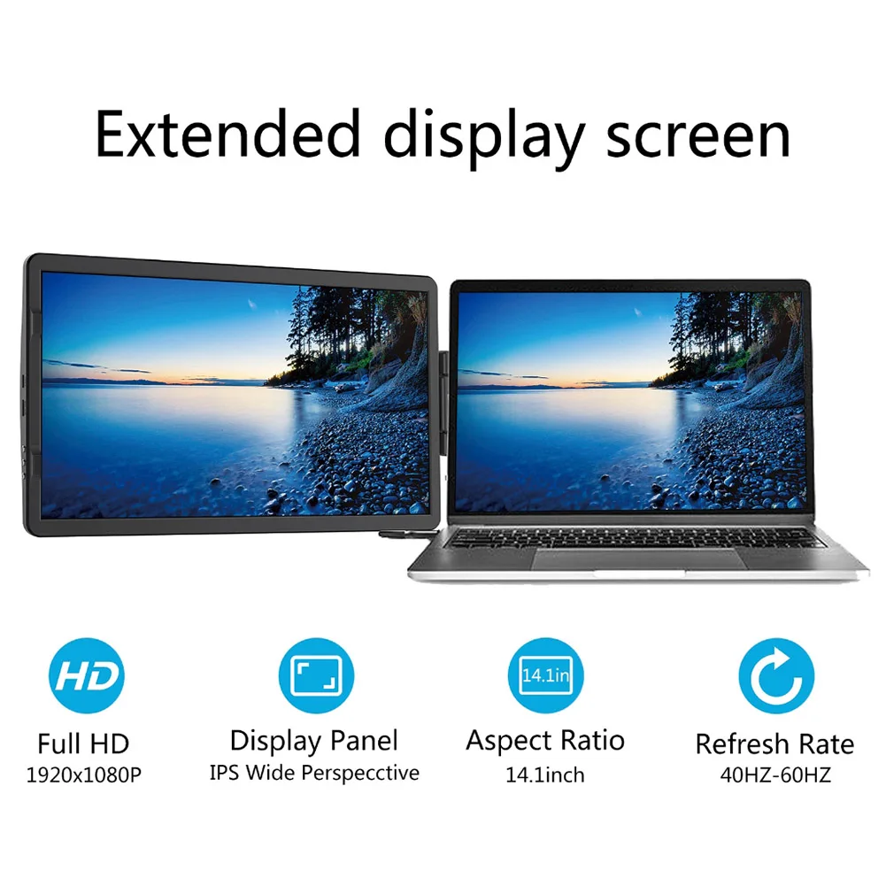 10.6 Inch Portable Monitor Extend Screen FHD 1920X1080 Display Game Screen 220Cd Easy To Use HDMI-Compatible for Mini Laptop