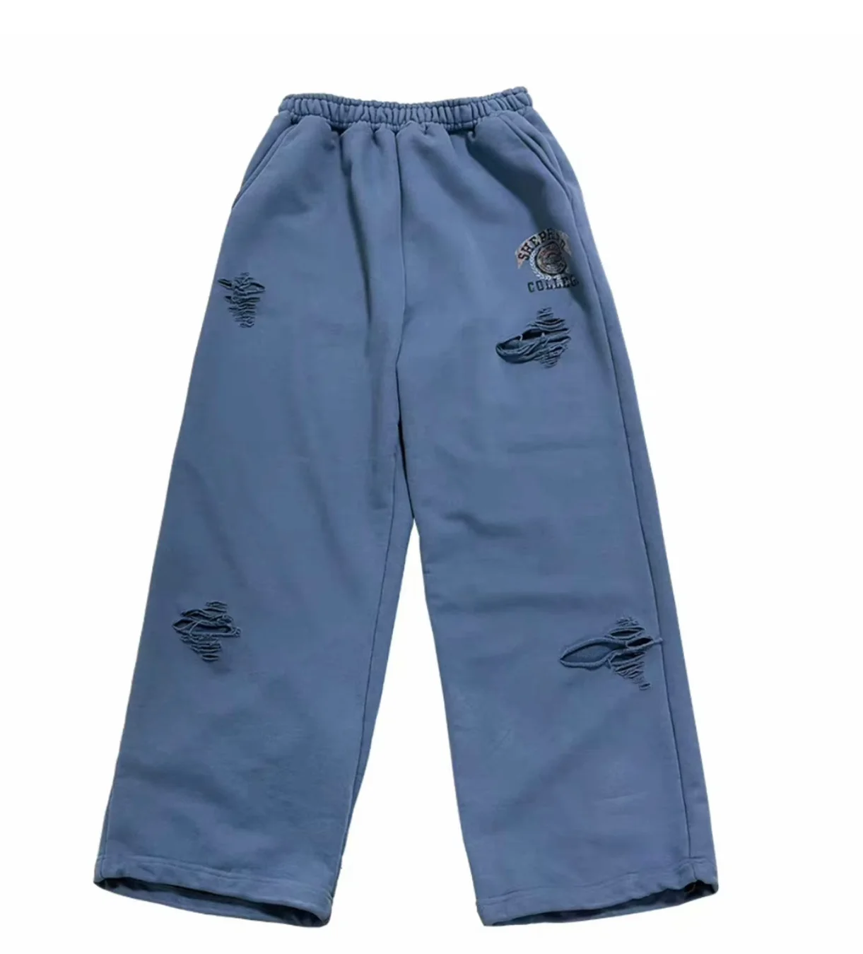 Grailz Projectgr Washed Old Ripped Sweatpants Lazy Printed Loose Cotton Casual Pants