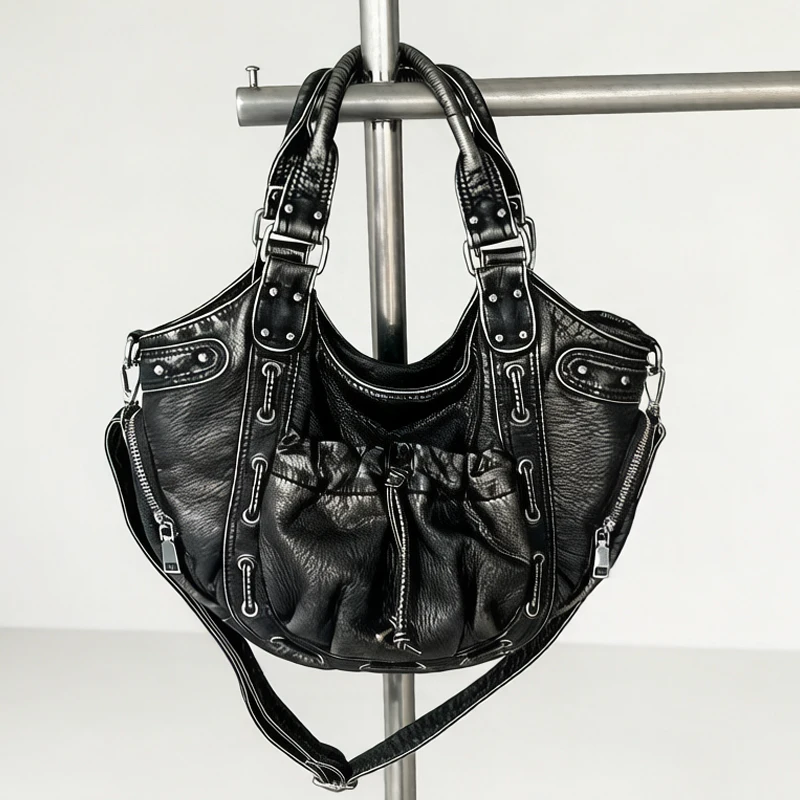 Vintage Small Tote Bag For Women Luxury Designer Handbag and Purses 2026 New In PU Rivet Decoration Top Handle Underarm Shoulder