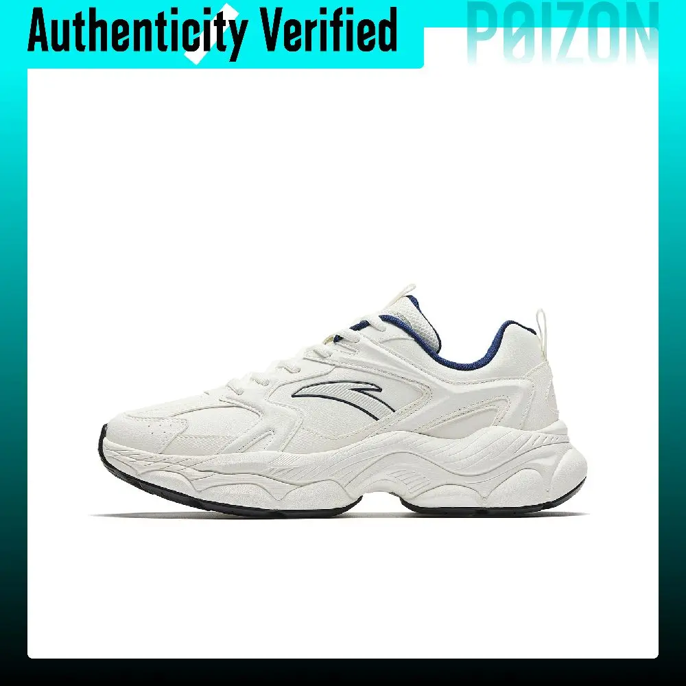 Anta Millennial Generation Textile, Synthetic Leather Height Increasing Low top Casual Shoes Men's White Blue 112618818-5