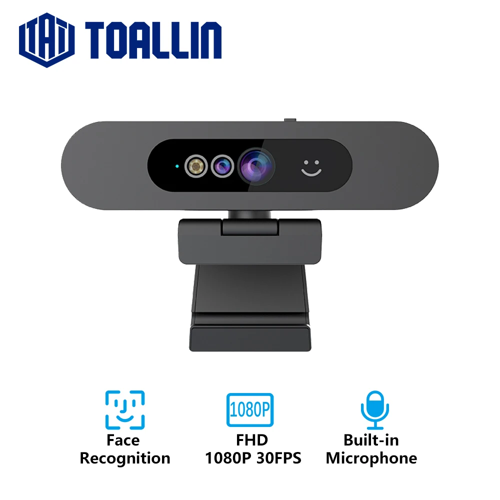 TOALLIN 1080P Webcam Windows Hello Facial Recognition Login PC Camera, with Microphone, Streaming Web Camera for Tiktok/YouTube