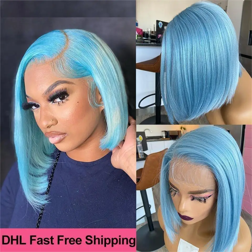 Short Straight Bob Wig Pixie Cut Wigs Human Hair For Black Women With Bangs Brazilian Virgin Hair Non Lace Front Cheap Wig Black