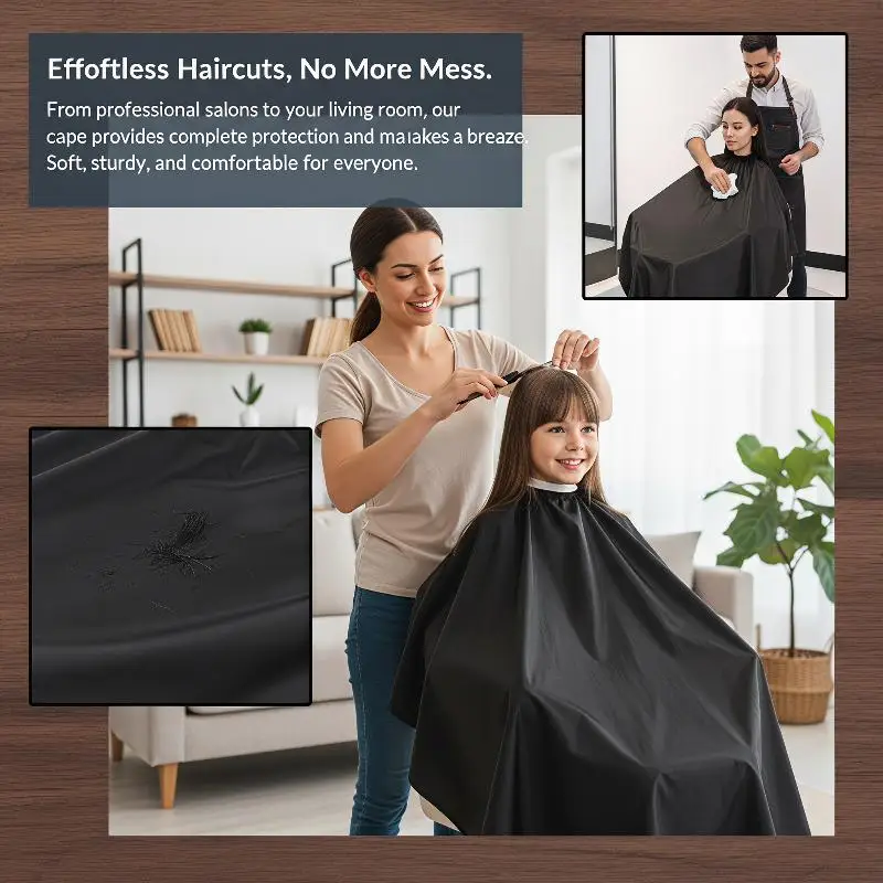 NEW Black Hairdressing Barber Cape For Men Women Salon Home Use Hair Cutting Dye Shampoo Waterproof Hair Styling Apron Accessory