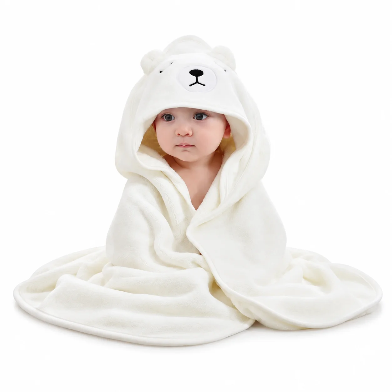 Cute Animal Hooded Cape Towel 80x80cm, Soft Coral Fleece Kids Bath Wrap, Perfect Baby Shower Gift