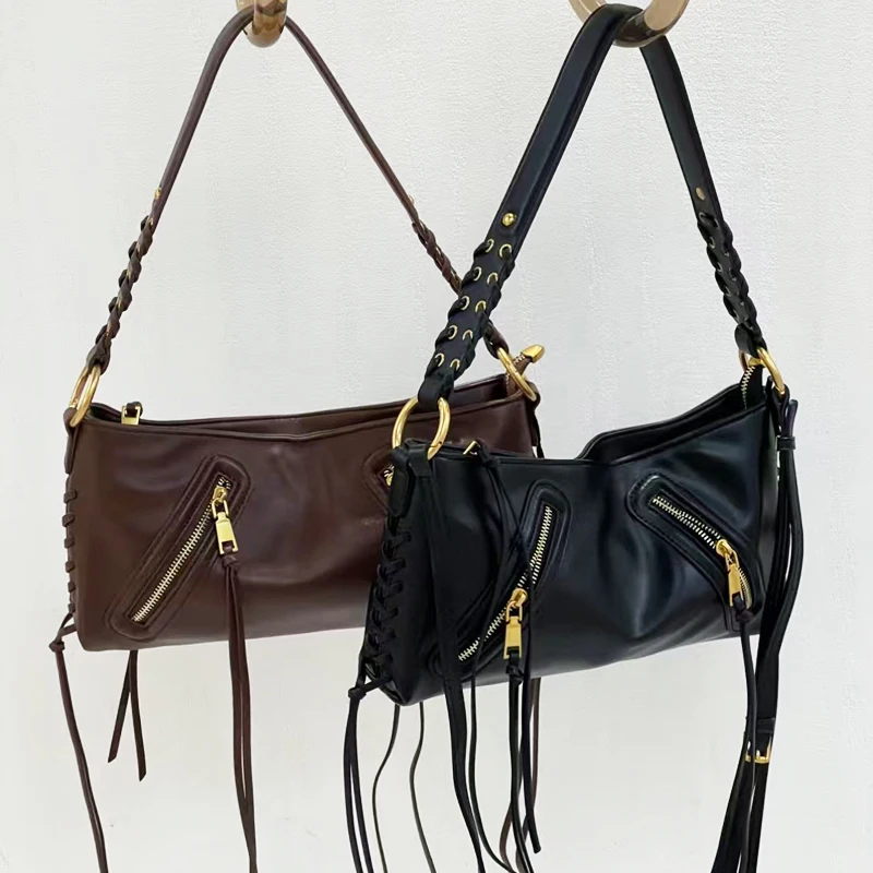 Slim Bags For Women Luxury Designer Handbags And Purses 2026 New In PU Tassel Multiple Pockets Braided Strapsl Underarm Shoulder