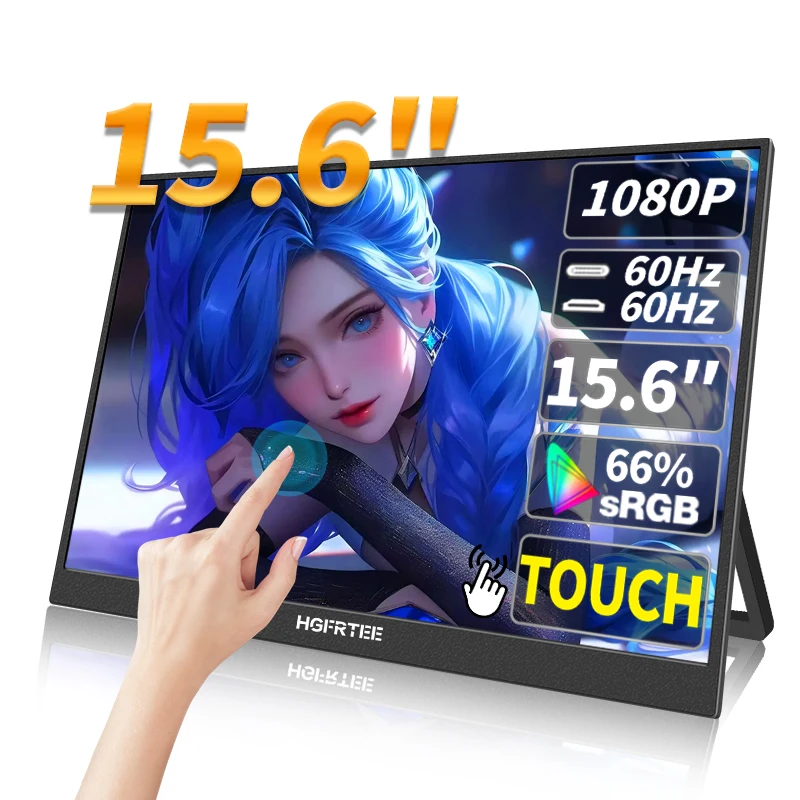 HGFRTEE 15.6 Inch Portable Monitor Touch/no Touch optional FHD External Second Screen Laptop Gaming For Mac PS4/5 Xbox