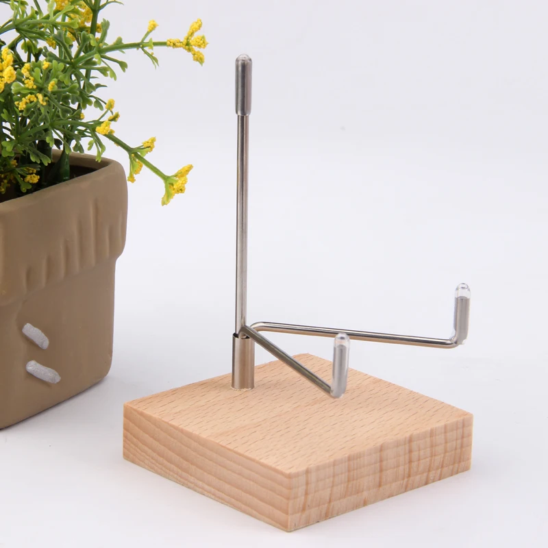 6.5x6.5cm Stainless Steel Wood Base Stone Display Rack Gemstone Display Holder Crystal Stand Mineral Stand Stone Holder