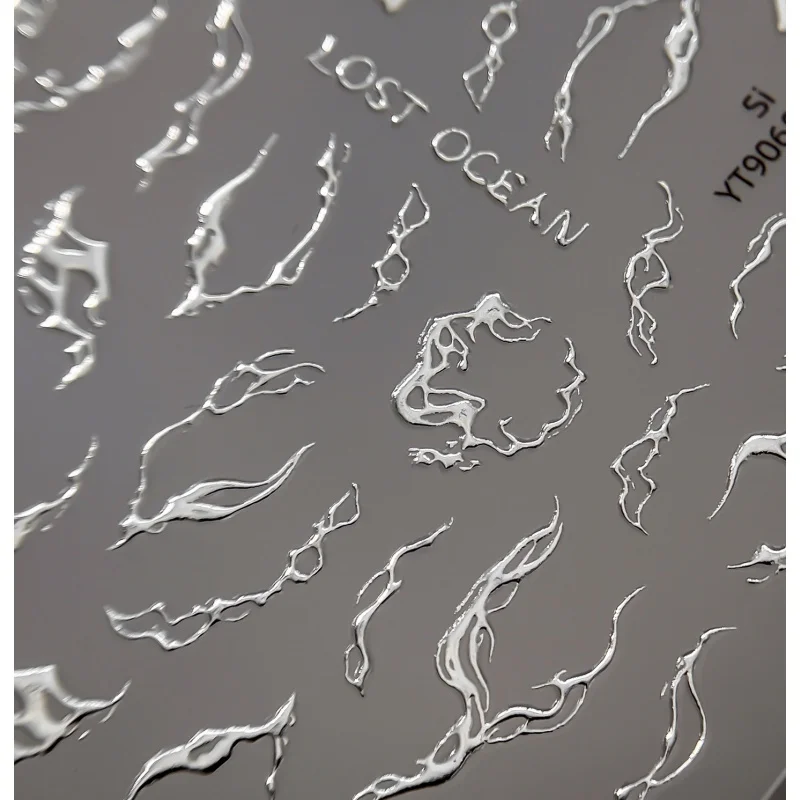 Exquisite Silver Abstract Wavy Lines Nail Stickers Irregular Vortex Curves Self-adhesive Nail Decoration DIY Design Accessories