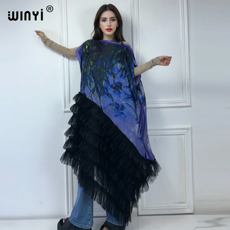 WINYI Africa Clothing Plus Size Women Fashion Boho Printed Kaftan Maxi Dress Abaya Dubai Luxury 2024 Muslim Women African Dress