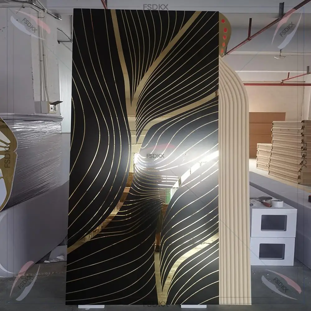 new design golden square acrylic backdrop black pvc wedding decoration backdrop for event stage