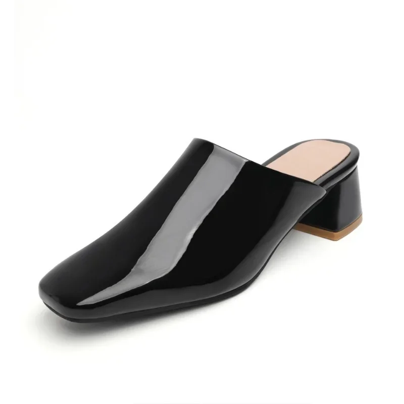 New Summer Candy Colored Low Heel Outdoor SlippersEuropean and American Women's Simple and Fashionable Coarse Heel Sandals