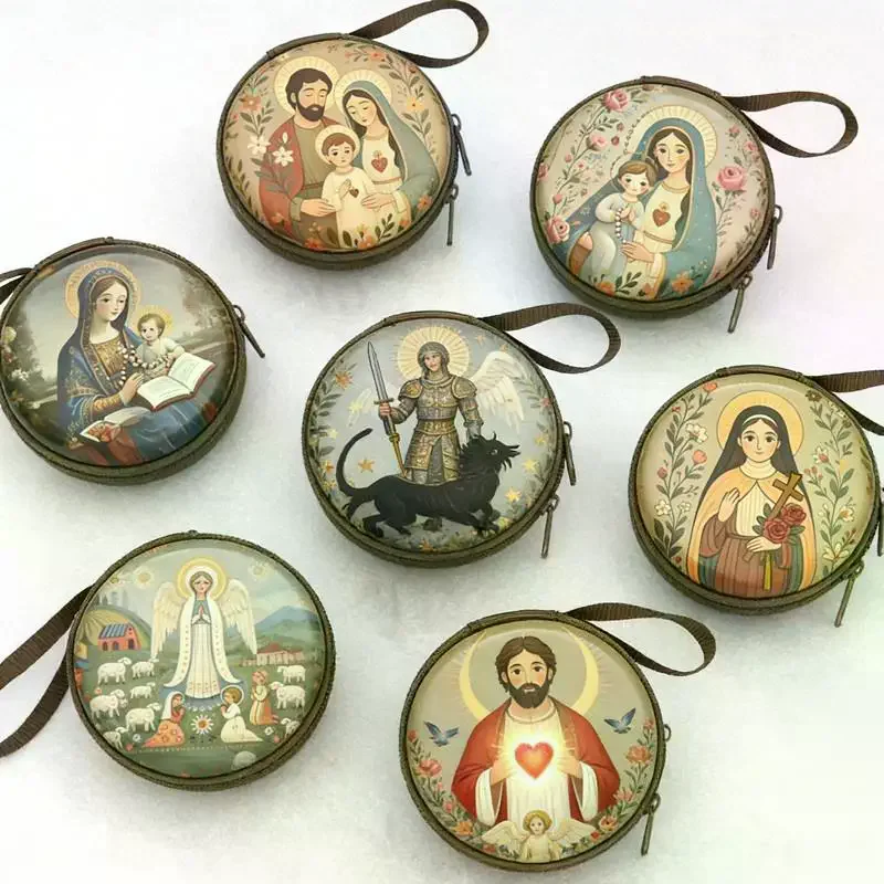 Portable Rosary Bag Zippered Iron Artwork Organizer for  Religious Prayer Beads Church Travel Home