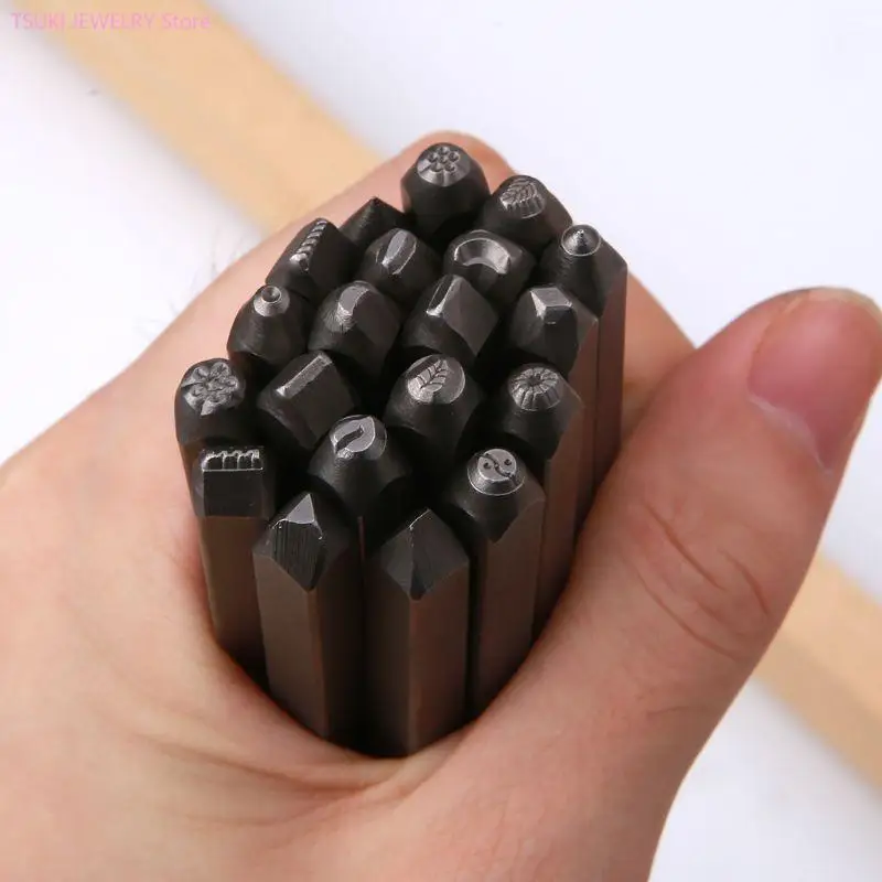 62KE 20Pcs 4mm Steel Punches Flower Stamps Jewelry Making Metal Stamping Tools