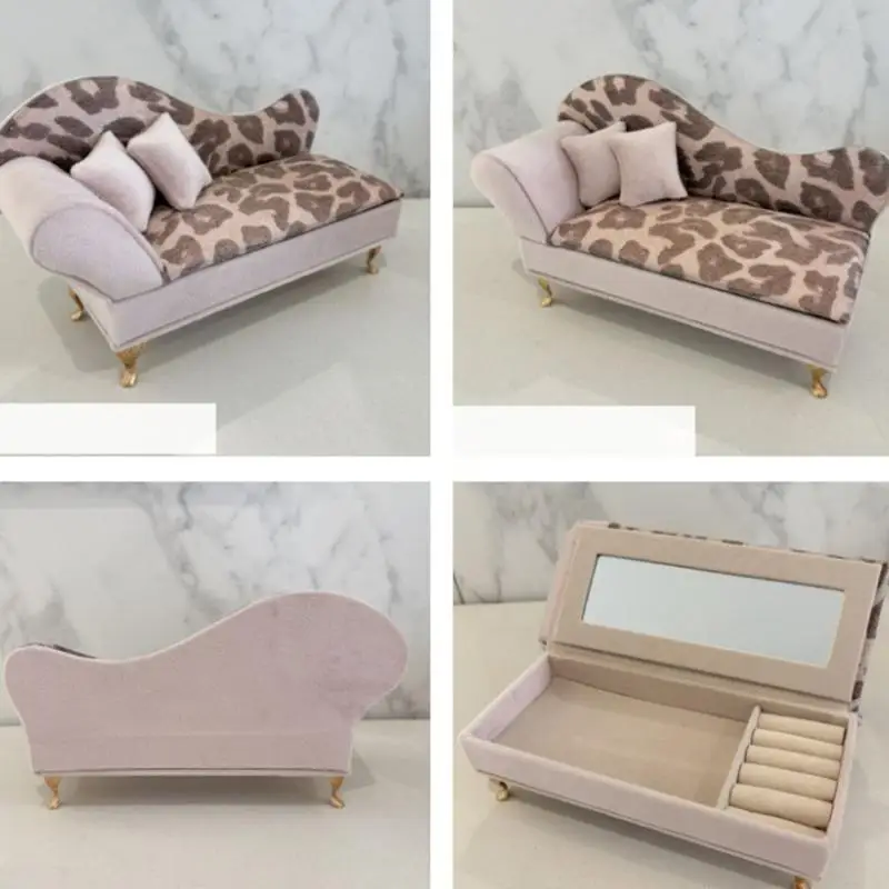 A52E Leopard Print Jewelry Box With Soft Velvets Lining And Multiple Compartments Storage Container For Valuables