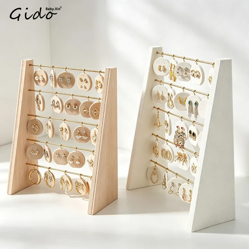 Velvet Earring Display Stand A-Shaped Metal Rod Jewelry Holder Earrings Storage Organizer Rack Retail Show Home Decor