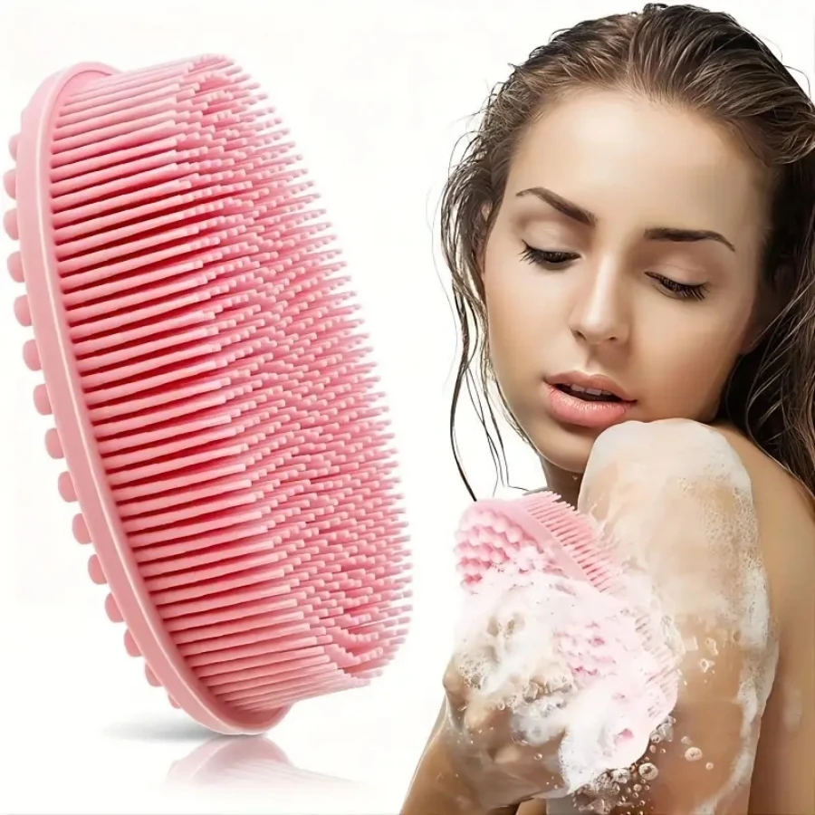 1PCS Silicone Cleaning Brush For Shower, Silicone Shampoo Shower Brush, Household Adult Double-sided Rubbing Bath Brush, Massage