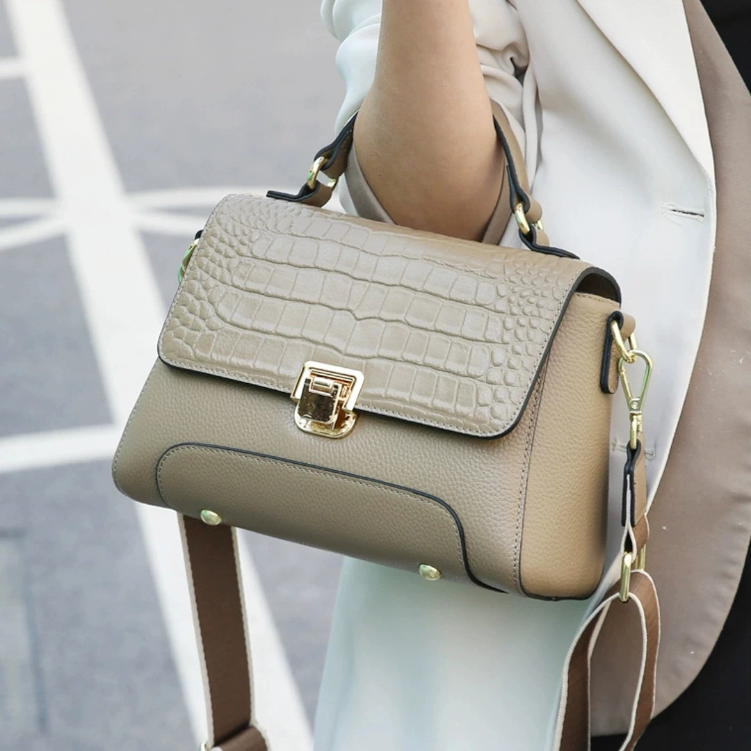 Alligator Pattern Genuine Leather Handbag Small Cow Leather Tote Bag Woman Fashion Shoulder Or Messenger Bag for Ladies