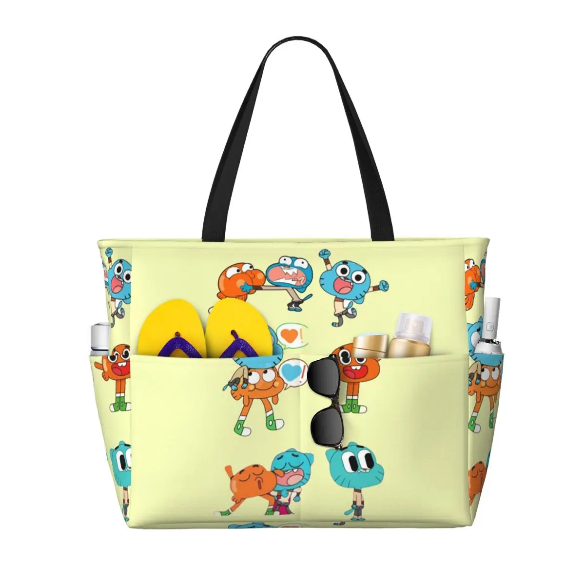 Gumball And Darwin Game The Amazing World Of Gumball Beach Tote Bag Sport Gym Yoga Duffle Bag Women Travel Bag Fitness bag
