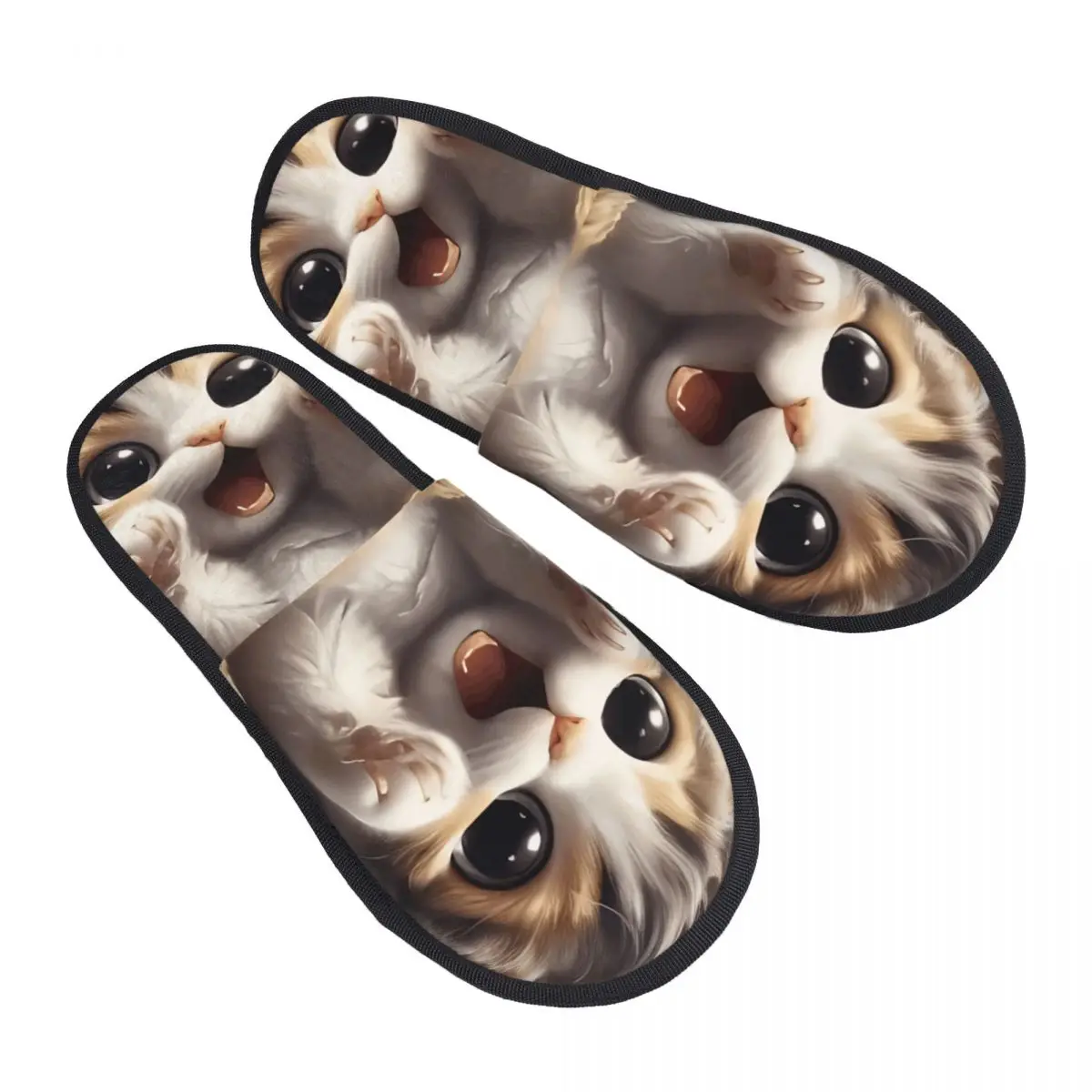 Custom Cute Cat Memory Foam Slippers Women Soft Warm House Slippers