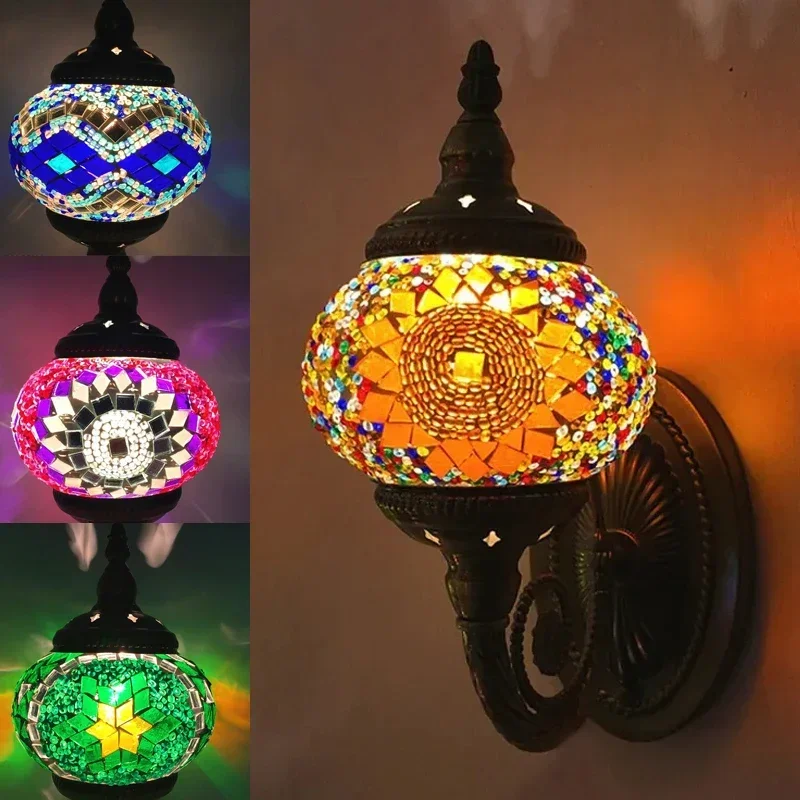 Mosaic Wall Lamp Bohemia Vintage Mirror Lights Sconce Dinning Room Luminaire Home Loft Bedroom Decor Bathroom Lighting Fixture