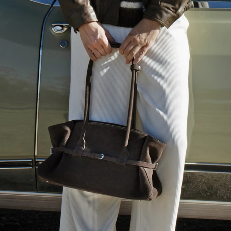 2026 Concise Fashion Elegant Fold Shoulder Bags Women Brand Designer Leather Coffee Large Capacity Tote Bag Fall Winter Handbags