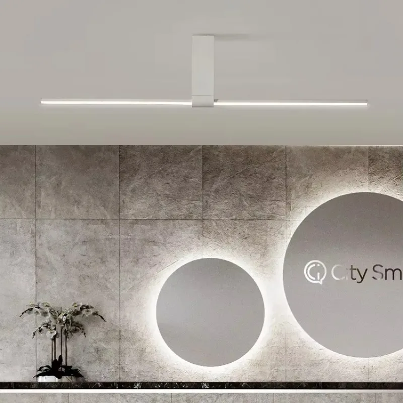Minimalist Linear LED Ceiling Lamp 90cm 120cm for Dining Room Office Shop Gold Black White