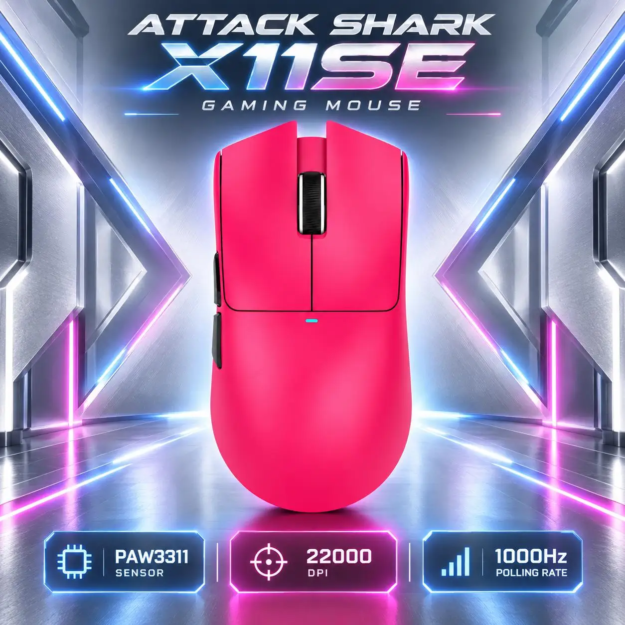 ATTACK SHARK X11SE Ultra-Light Wireless Gaming Mouse,20Million Cycles Life,PAW3311 Gaming,22KDPI,400IPS,40G,1KHz,65 Hours,30mAH