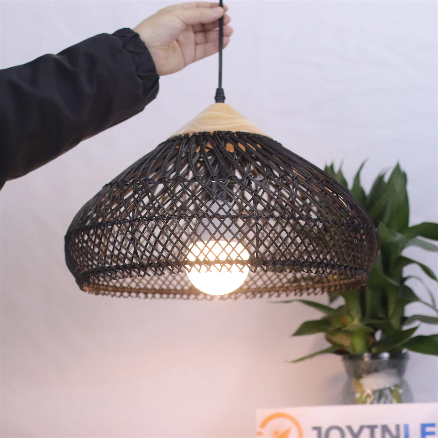JOYINLED Japandi Rattan Pendant Light Vintage 40/50/60cm Handwoven Wicker Chandelier for Dining Room Kitchen Living Room Beige