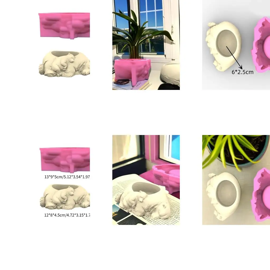  Sleeping Animal Shaped Concrete Moulds DIY Flowerpots Molds Cements Mould