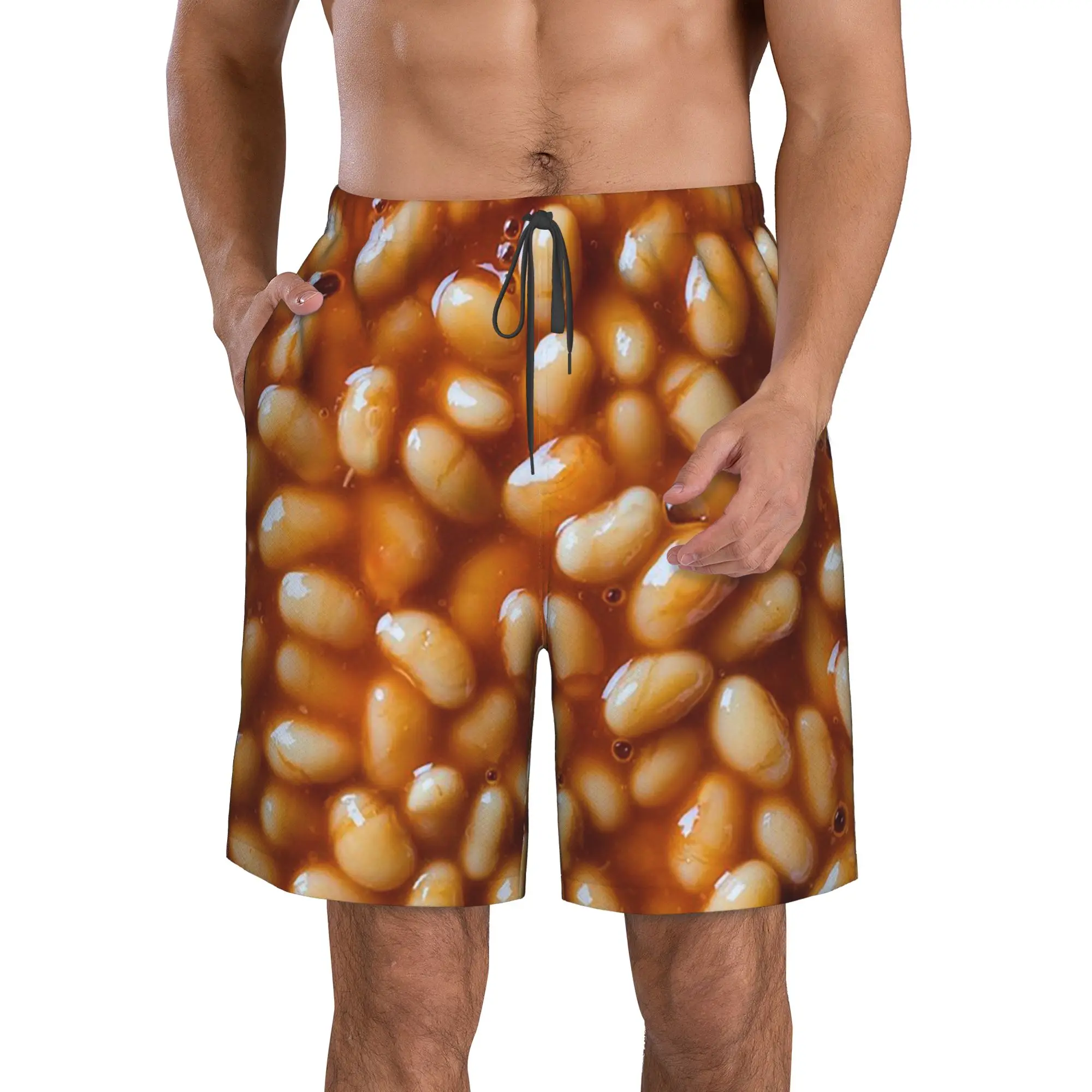 Roasted Beans Wrapped in Red Sauce Trunks Beach Board Shorts Casual Quick Dry Swimming Summer Men Pants