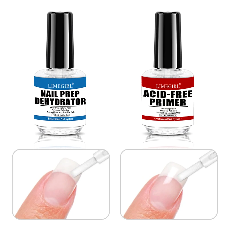 LimegirlNail Prep Dehydrator Set Acid Free Primer Adhesive Desiccant Acrylic Nails Bonder Gel Balancing Oil Skin Solutions