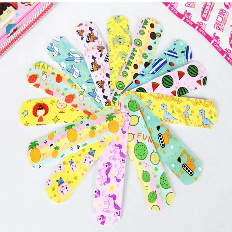 60-300pcs  Cartoon Animal Pattern Waterproof Band Aid Hemostasis Adhesive Baby Bandages Wound Plaster Patches For Kids no box