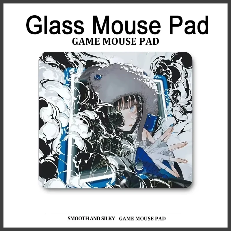 Anime Tempered Glass Gaming Mouse Pads Customized Personalised Large Size Game Mats Desk Pad For PC FPS Esports Gaming Mouse Pad