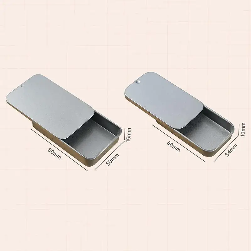 Mini Tinplate Metal Box with Slide Cover  Portable Storage Organizers for Pill Case Wedding Jewelry