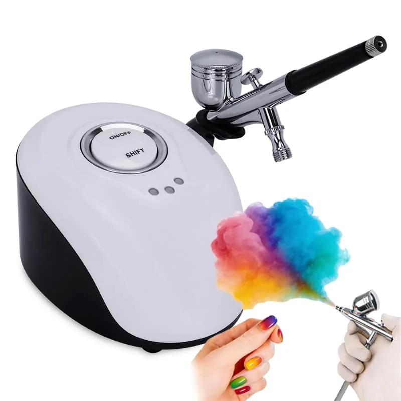 Airbrush Compressor Spray Gun Kit for Nail Art Body Painting Tattoo Makeup Facial Nano Oxygen Hydration Portable Salon Beauty