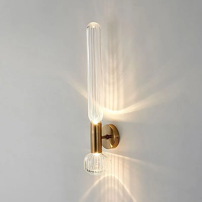 Modern Minimalist Stainless Steel Wall Lamp Living Room Background Glass Wall Lamp Art Bedroom Bedside Aisle Lighting
