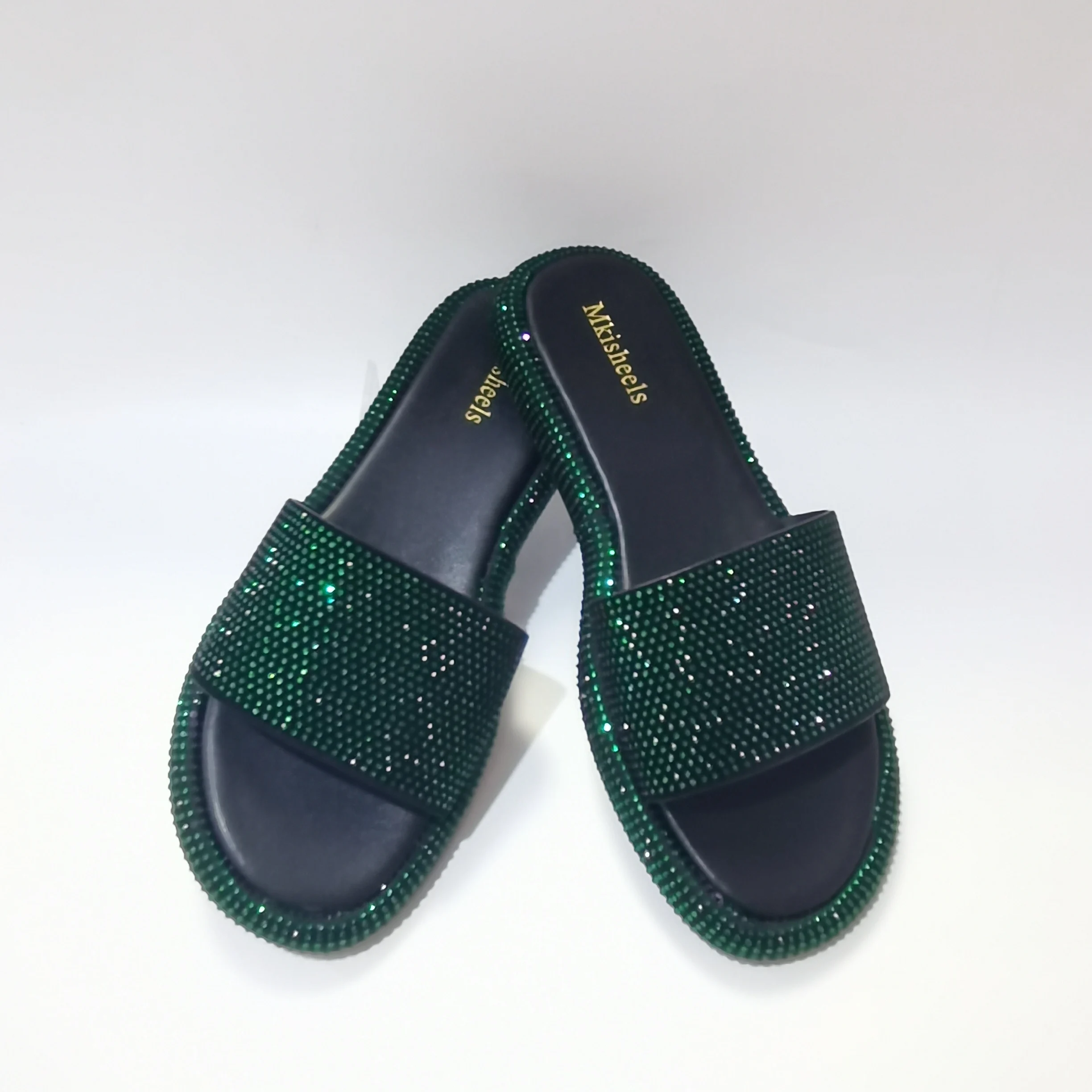 New Fashion Women Flat Rhinestone Slippers Comfortable Outdoor Casual Muller Shoes Beach Slippers