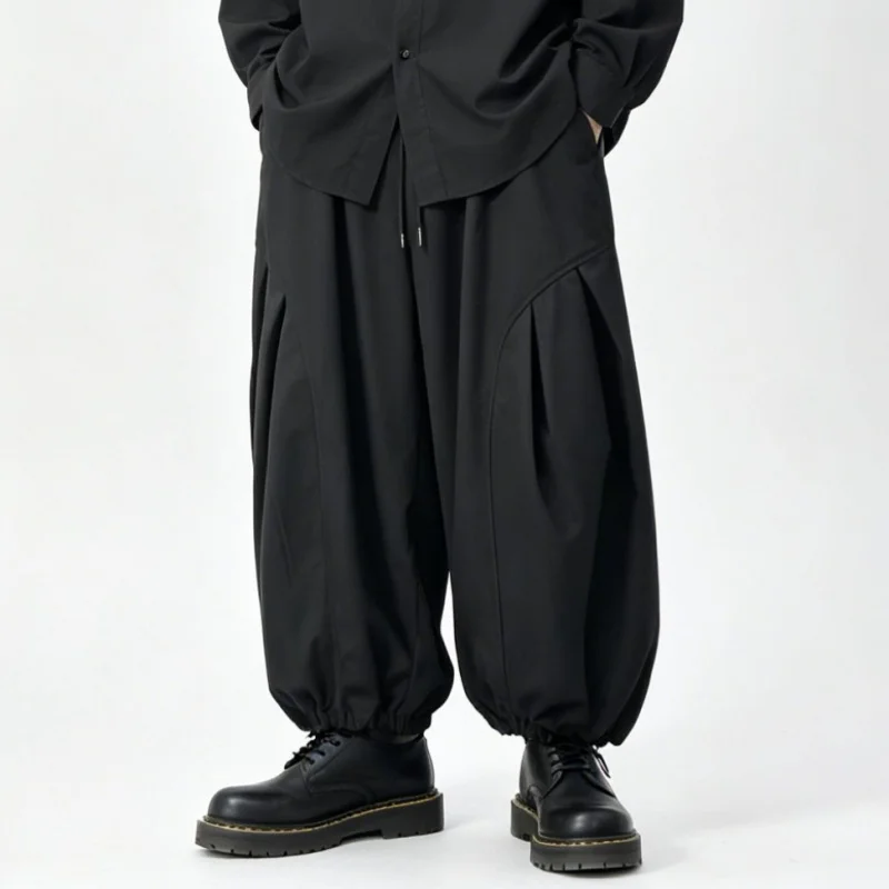 Men'S Casual Pants, Japanese Dark Style, Unisex Wide-Leg Casual Pants, Loose High-Waisted Cropped Pants J03